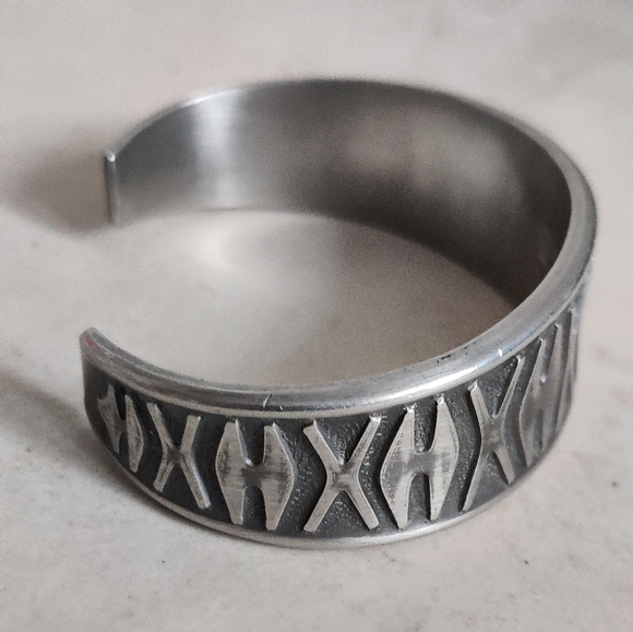 Mid-century modern Eik Tinn Norway Pewter Cuff Bracelet - Picture 12 of 14